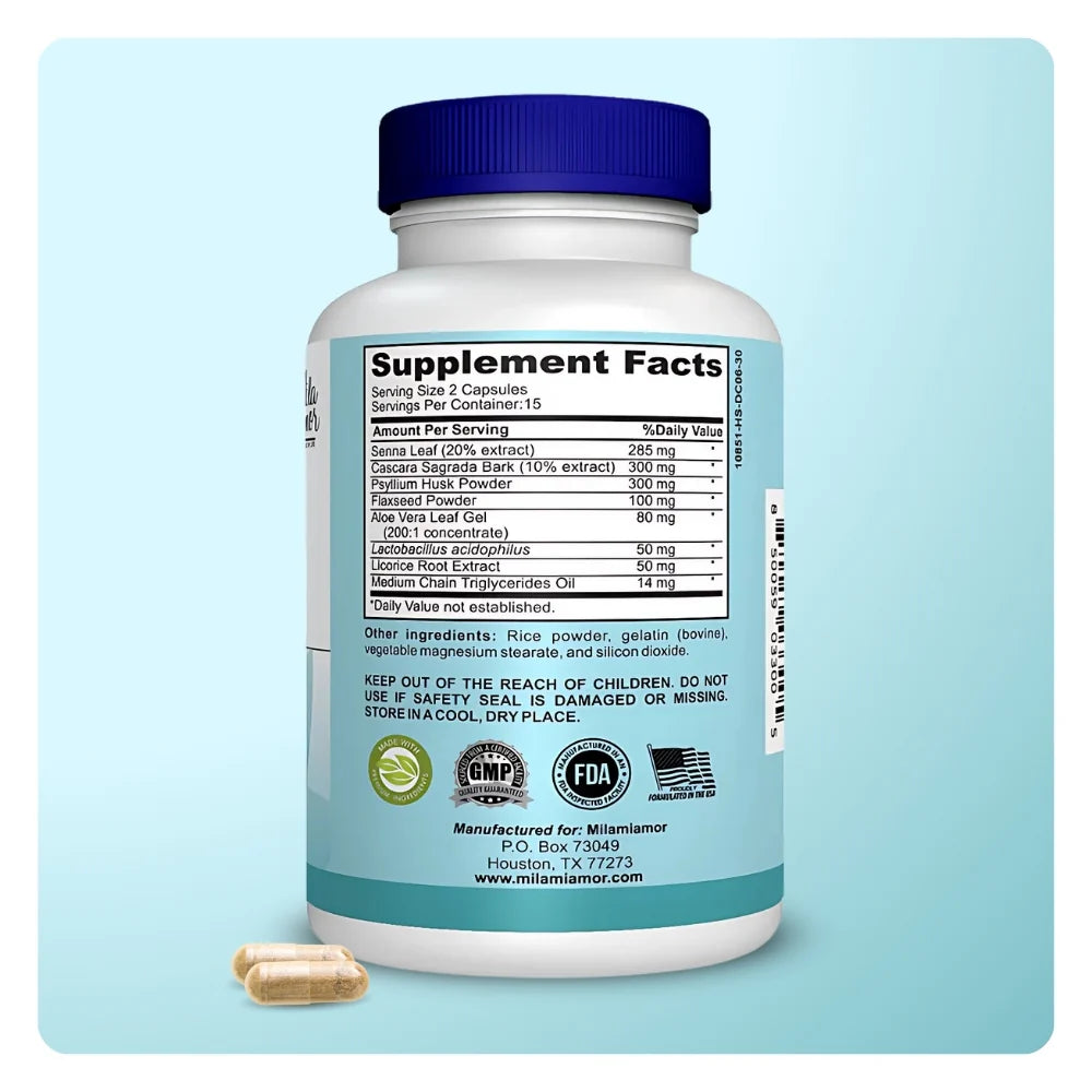 15-Daagse Detox – Ondersteuning voor darmen en colon | Cafeïnevrij | Geavanceerde formule met senna, cascara sagrada & psylliumvezels | Non-GMO | 30 capsules