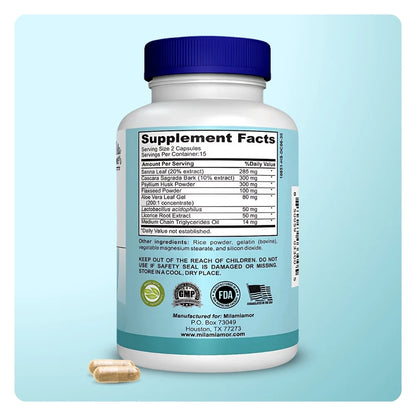 15-Daagse Detox – Ondersteuning voor darmen en colon | Cafeïnevrij | Geavanceerde formule met senna, cascara sagrada & psylliumvezels | Non-GMO | 30 capsules